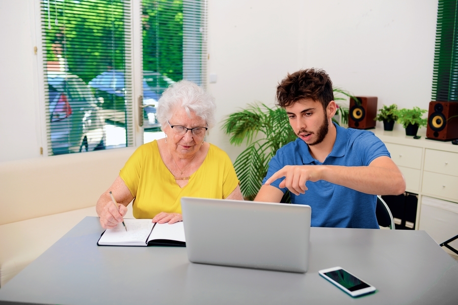 Computer Repair Professional In Montclair NJ Helping A Senior To Use A Computer
